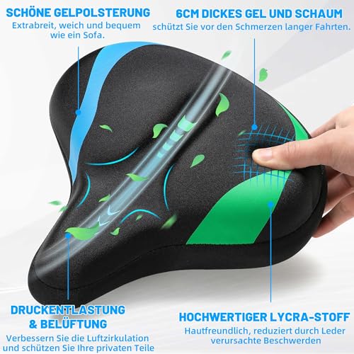CDYWD Fahrradsattel Herren & Damen Bequem, Extra Breit Weich Gel Fahrrad Sattel, Ergonomisch...