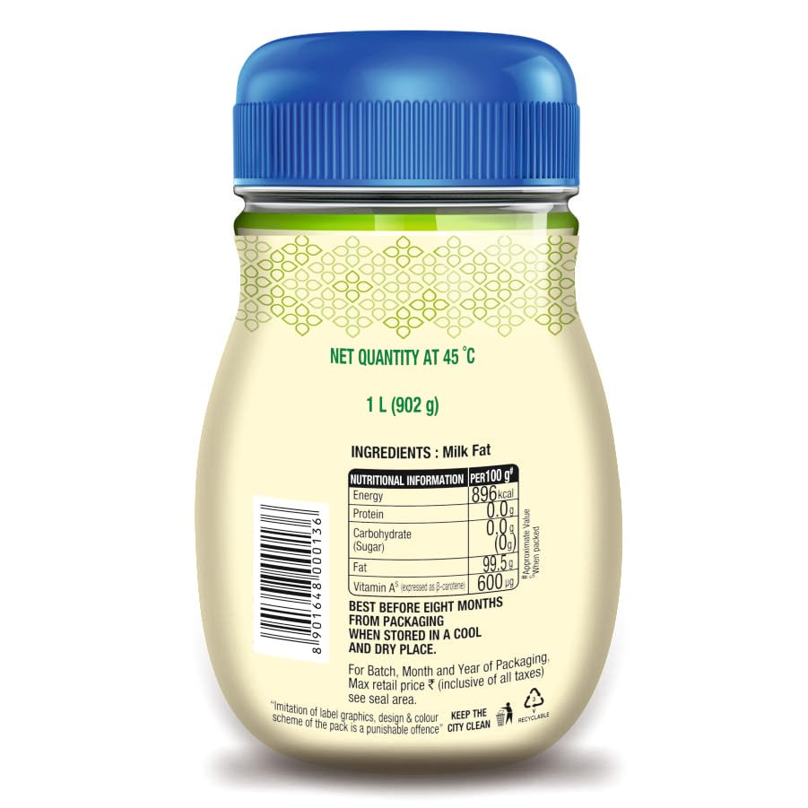 Image of Mother Dairy Cow Ghee 1Litre Pet Jar (Pack of 3)
