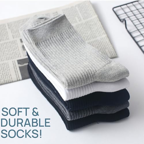 Men’s Cotton Dress Socks - 5-Pack Classic Plain Colors, Comfortable Fit, Breathable Fabric - Perfect for Formal, Office, Casual Wear, US 6-93