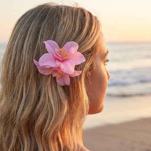 Set de 6 pinzas para cabello con flores artificiales miniatura 5