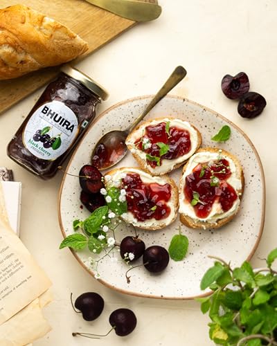 Image of Bhuira Black Cherry Preserve - 240g | All Natural - No Added Preservatives, Artificial Colors | Handmade Himachal Vegan Spread | Breakfast Dessert Jam | Healthy Snack | Guilt-Free | Rich Flavor