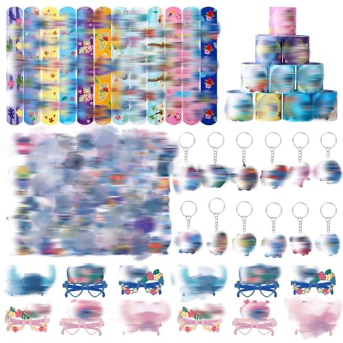 viallolipa 86PCS Cartoon Party Bag Fillers Themed Birthday Party Supplies Include 50pcs Stickers 12Pcs Slap Bands 12 pcs Masks 12pcs Keychains Kids Party Bag Fillers for Kids Boys Girls