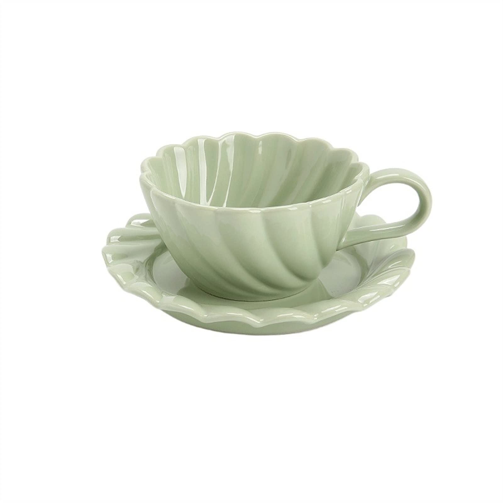 OLSKFUH Home Refined Coffee Cup Afternoon Tea Dim Sum Plate Ceramic Exquisite And Dish Set Decor,Green
