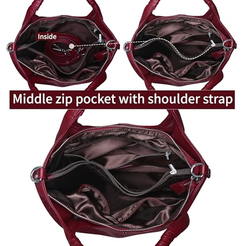 Image of Iswee Leather Satchel Women Purse and Handbag Crossbody Shoulder Bag Hobo