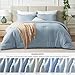 CozyLux Queen Size Comforter Set - 3 Pieces Blue Soft Luxury Cationic Dyeing Bedding Comforter for All Season, Breathable Lightweight Fluffy Bed Set with 1 Comforter and 2 Pillow Shams
