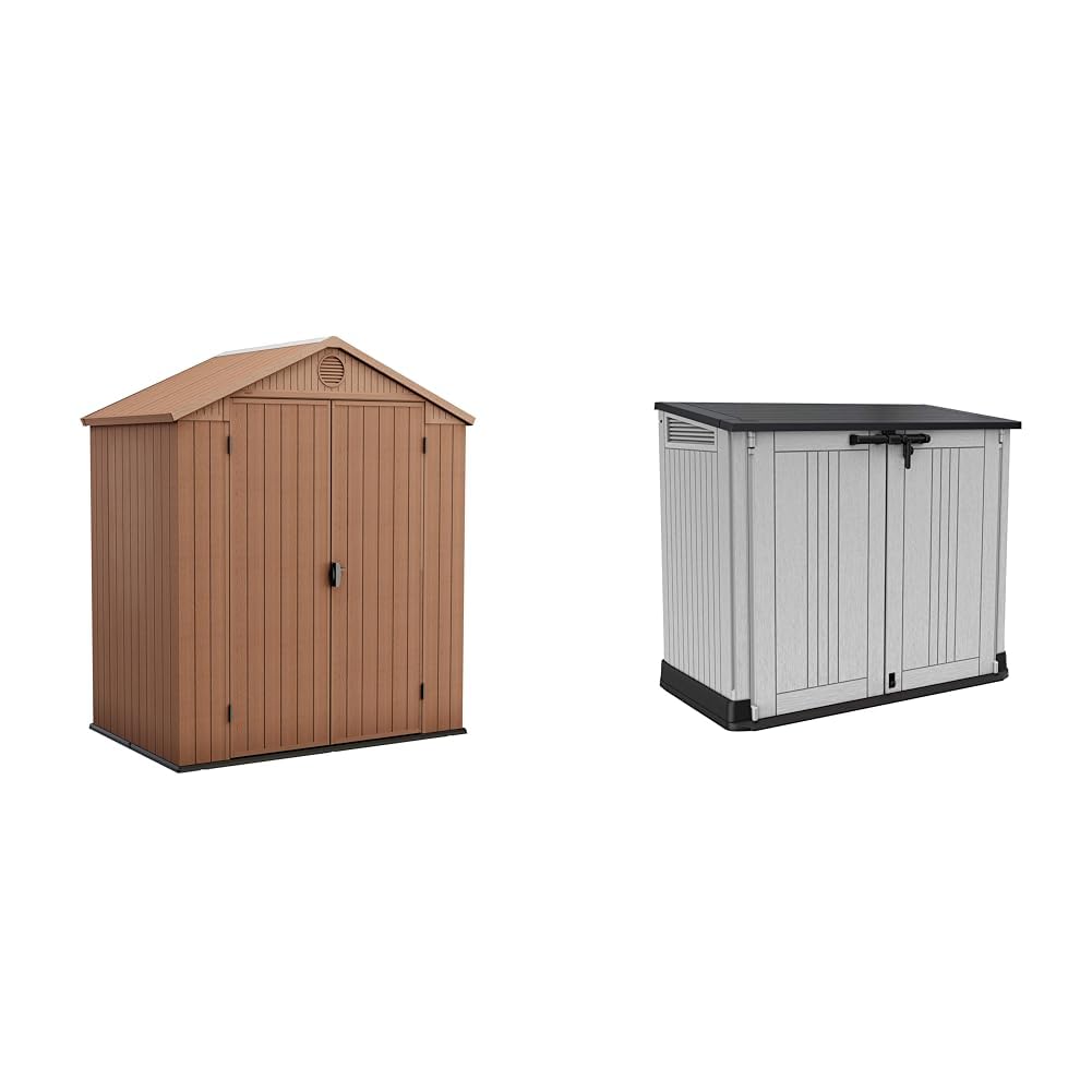 Keter Darwin Outdoor Apex Double Door Garden Storage Shed 6 X 4ft Brown