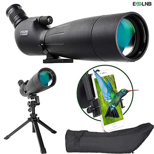 ESSLNB Spotting Scope 20-60X80 Spotter Scope with Adjustable Tripod Carrying Bag and Smartphone Adapter BAK4 Prism Waterproof for Target Shooting Hunting Bird Watching Wildlife Scenery