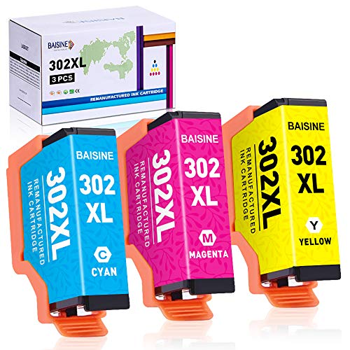 BAISINE Remanufactured Ink Cartridge Replacement for Epson 302 XL 302XL T302XL 302 Used for Expression Premium XP-6000 XP-6100 Printer (1 Cyan 1 Magenta 1 Yellow, 3 Pack)