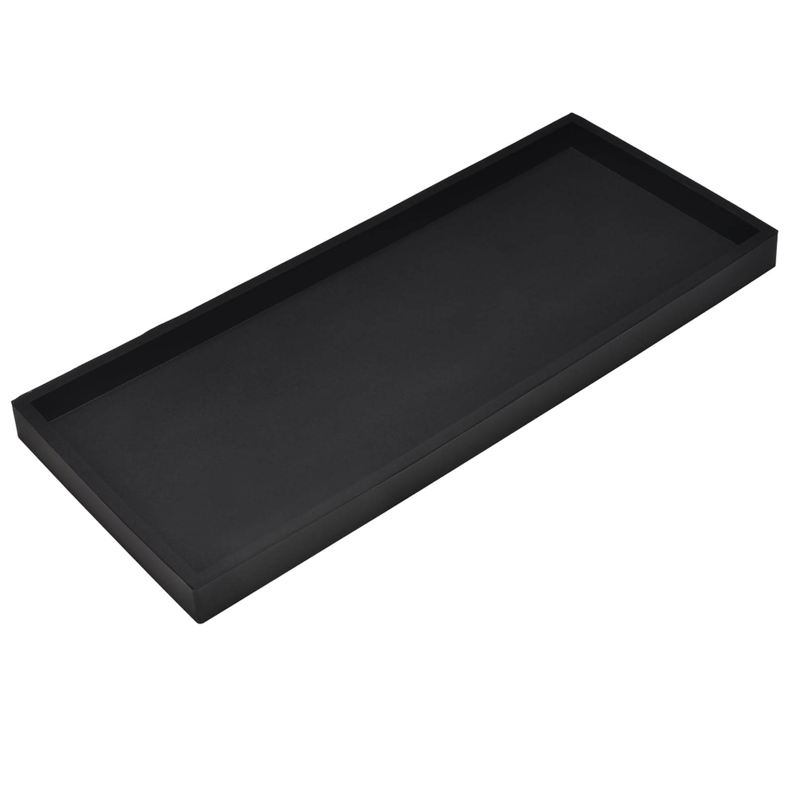 DNC Bathroom Counter Tray, 11.8" Silicone Vanity Tray, Kitchen Sink Soap Tray for Dish Holder Dispenser Countertop Toilet Tank Desk Organizer Black