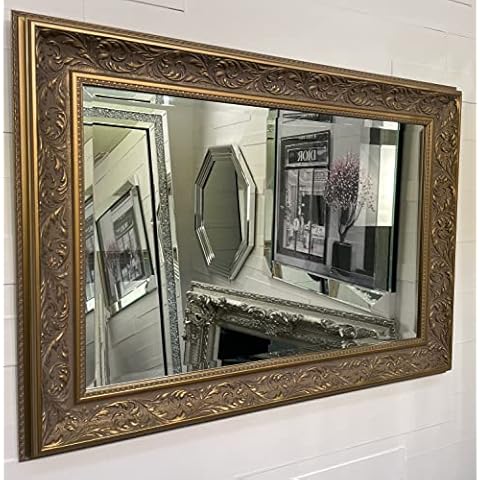 Fabulous Mirrors Large Ornate Antique Gold Framed Wall Mirror 110cm x 79cm / 43" x 31" / 3ft7 x 2ft7 - Beveled Glass - Ornate Elegant Decorative Wall Mirror VERONA Cover