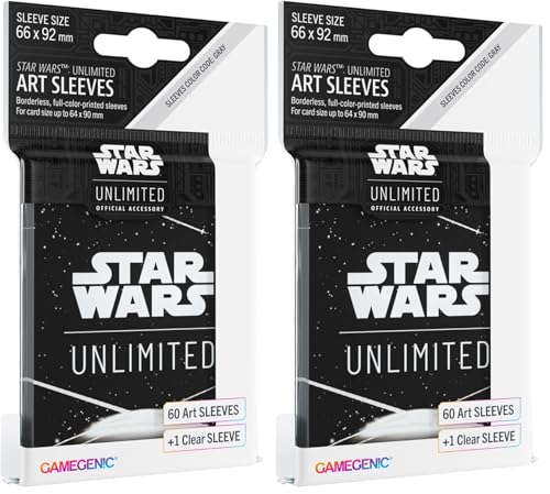 Asmodee Star Wars Unlimited White Art Sleeves - Officially Licensed Pack of 60 Art Sleeves And 1 Clear Sleeve, Optimized Size for Star Wars Unlimited And Other TCG And LCG Games, Made by Gamegenic