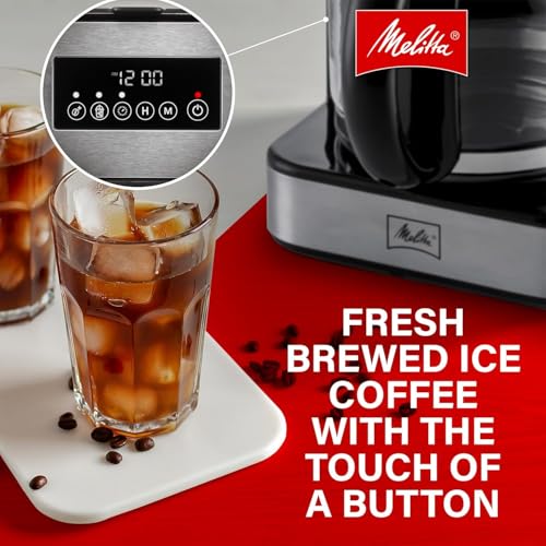 Image of Melitta Aroma Tocco Plus 12-Cup Drip Coffee Maker, Black & Stainless | Automatic & Programmable, Auto Shut Off, Touch Control Panel, 5-Pack Coffee Filters Included