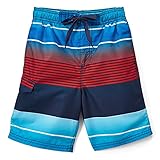 Kanu Surf Boys' Avalon Quick Dry UPF 50+ Beach Swim Trunk, Echelon Navy/Red, 5/6