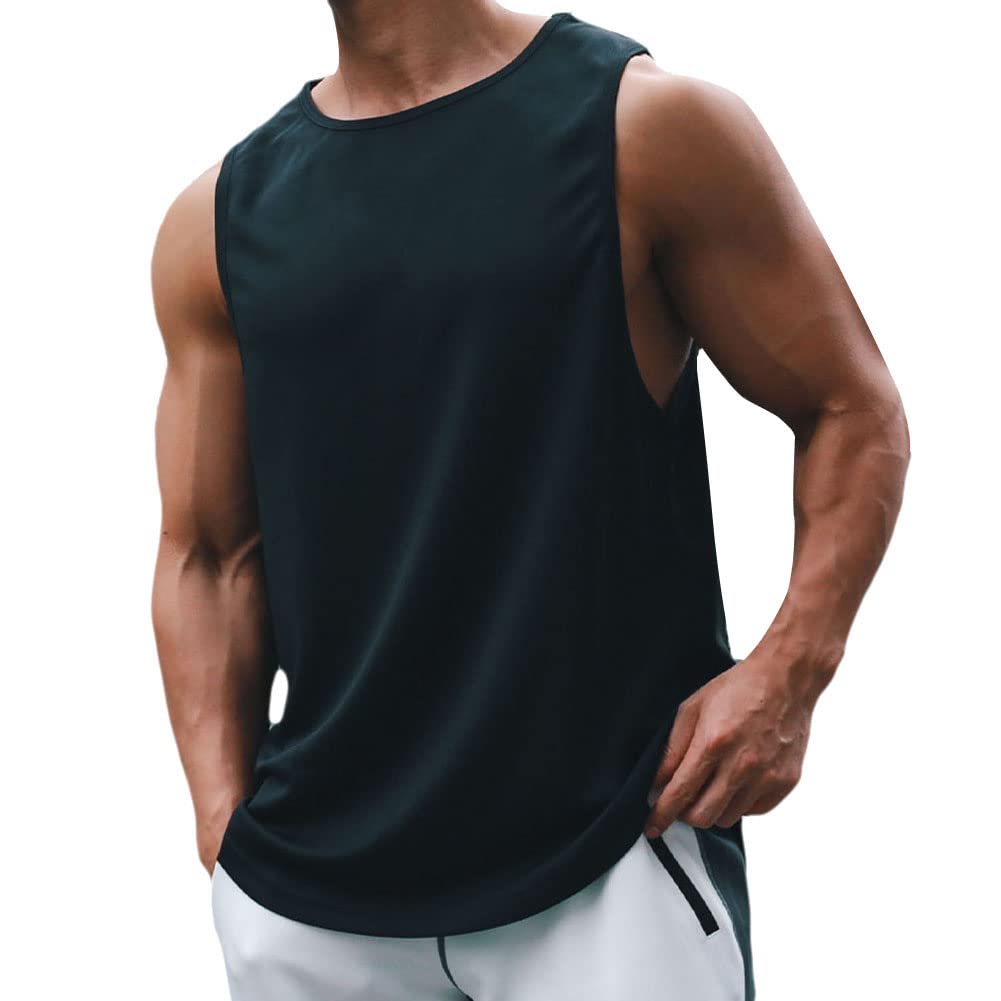 Xiinxigo Women's Black Men's Vest Running Sleeveless T-Shirt Gym Tank Top Quick-Dry Sports Vest For Training Basketball Fitness,,Xxl