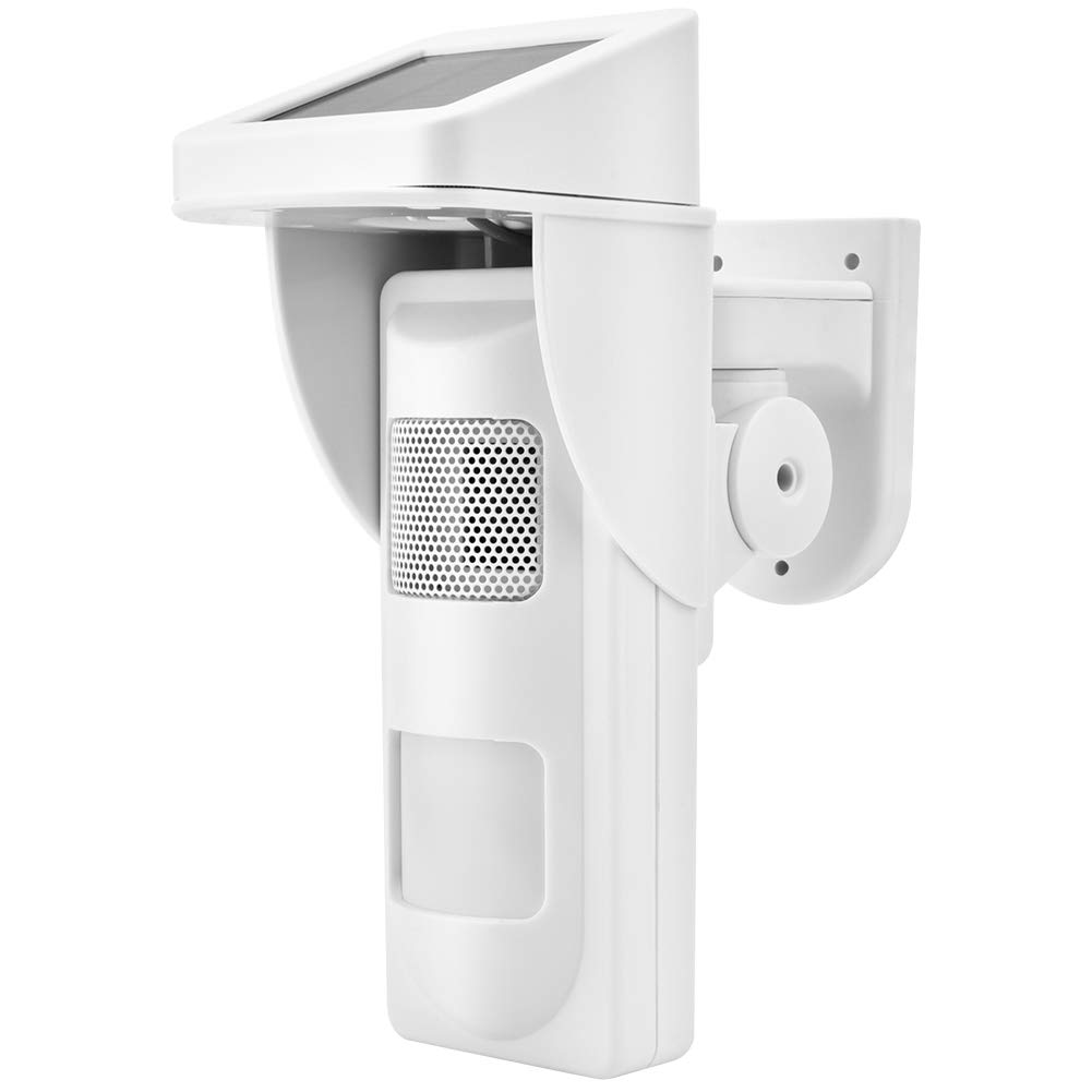 Chrees Detector de movimiento solar, de alarma de seguridad por infrarrojos con de alarma inalámbrico, IP65, diseño impermeable para mascotas, polvo, protección contra el viento