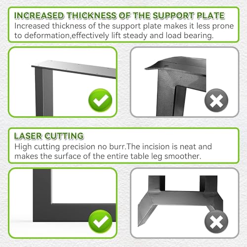 Image of Upgraded 3 Tier Table Legs 30 inch x 24 inch K-Shaped Desk Heavy Duty Metal for Table Black Furniture for Dining Table Office Computer Desk (Set of 2) (Only Legs)