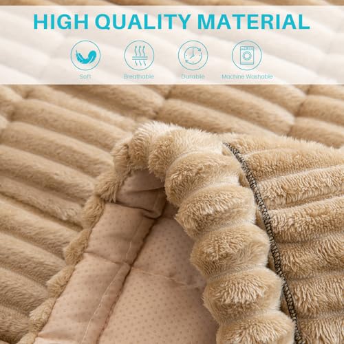 Topchances Thick Sofa Cover 1 2 3 Seater,Non-Slip Seat Cushions,New Super Soft Couch Cushions,Washable Sofa Pads Suitable for Dog Pet Living Room Furniture Protector(Light Brown,70×180cm) - Image 3