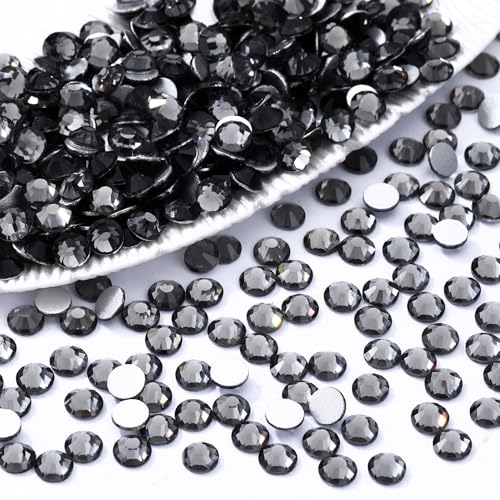 Image of Gray Flatback Rhinestones, Glass Rhinestones for Nail Art and Craft, Glue Fix, Loose Crystal Gemstones(Gray, SS16, 1440pcs, 3.8-4.0mm)