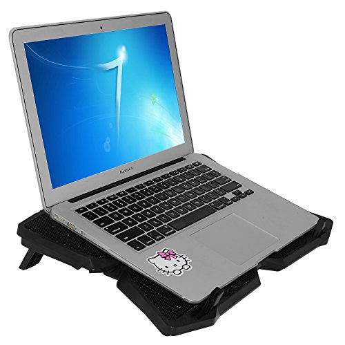 XtremPro-Portable-Metal-Mesh-Laptop-Cooler-Cooling-Pad-4-Quiet-Fans-wRed-LED-Light-Adjustable-Height-Up-to-17-Inch-Notebook-2-USB-Interface-wSpeed-Control-Switch-Non-Slip-Black-11148