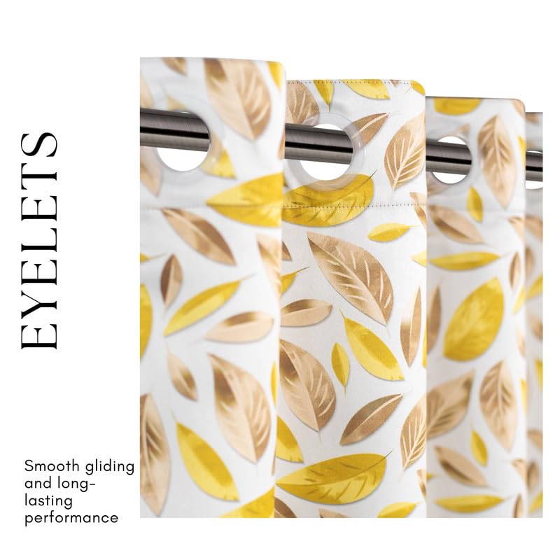 Image of Blackout Door Curtains 7 Feet Long Set of 1 with Tie Back, Parda 7 feet Long, Printed Curtain for Living Room, Bedroom, 80-85% Blackout, Perfect for Home Dcor (7 Feet, Yellow, Brown and White)