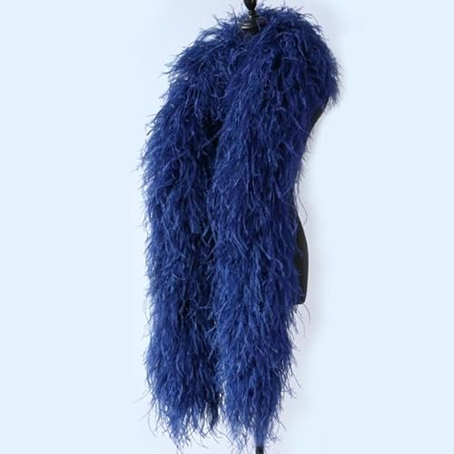 2 6 8 10Ply Fluffy Boa di piume di struzzo Naural Piume di struzzo Sciarpa per abiti da festa Accessorio da cucire 2 metri Multicolore-blu navy,1PLY