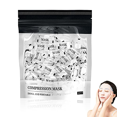 100 PièCe Masque Coton Visage, Masque Compressé Visage, Masque En Tissu Compressé Visage, pour Les Soins De Beauté Du Visage