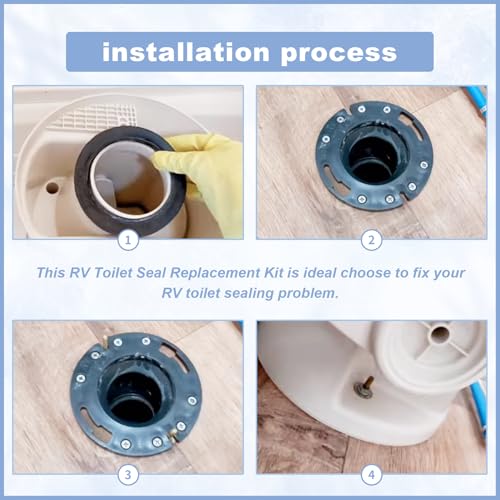 Image of 385345892 RV Toilet Seal Kit 3 Inch Socket Flange Kit Compatible with Do-Metic 300 310 320 Replacement for 385345892 34120 12524 Sealand 510 511H 2010 2011 Combo Kit Durable RV Toilet Accessory