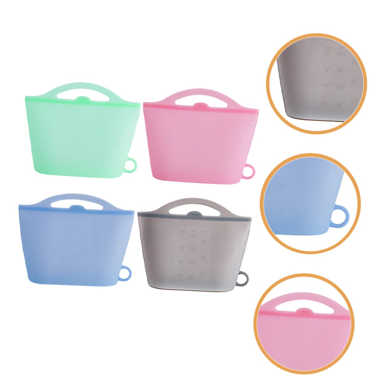 Ciieeo 4 Bolsas De Silicona Para Almacenar Alimentos Resistentes a Fugas y Reutilizables 1000ml Para Refrigerador y Congelador