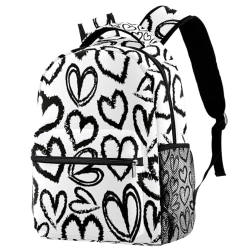 Sac d'école avec cœurs dessinés pour ranger grands cahiers et classeurs