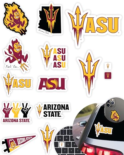 Image of Arizona State University Stickers ASU Decals Merch Sun Devils Car 14 Pc