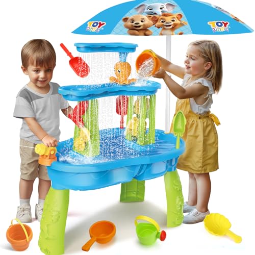 TOY Life Sand and Water Table for Toddlers 1-3, Kids Outdoor Sand Water Table