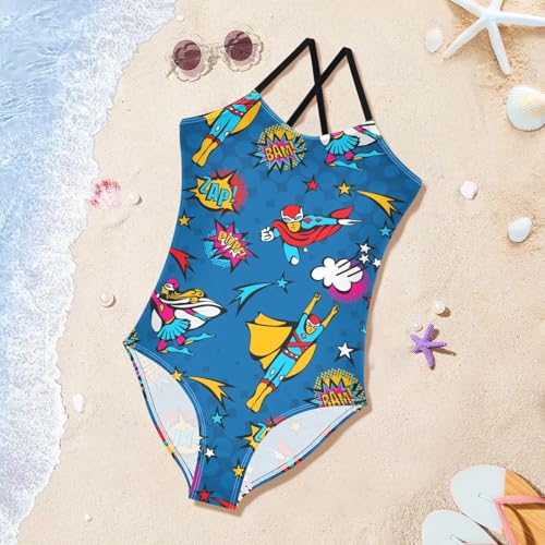 susiyo Girls One Piece Swimsuits Flying Super Hero Bathing Suit Quick Dry Beach Swimwear for Toddler Girl 3-10T4