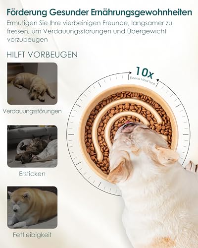 vancasso Hundenapf, 390ml Hundenapf aus Keramik, Anti Schling Napf Hund für Kleine Hunde Geeignet, Futternapf Hund Rutschfestem Design, Braun