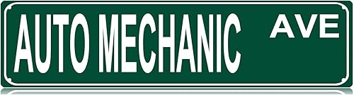 Auto Mechanic Ave - Letrero delgado de metal para decoración de pared para dormitorio, granja, hogar, bar, garaje, hombre, cueva, arte de pared,