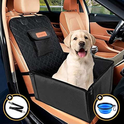Looxmeer Dog Car Seat Cover, Co-pilot Seat for Small Medium Dogs, Thickening Dog Seat Cover with Safe Belts, Splash Proof, Anti-Scratch, Black Cover