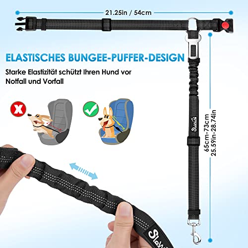 SlowTon Hundegurt fürs Auto, 2-in-1 Kopfstützen-Rückhalte Anschnallgurt Hund Auto mit Universalschnalle und einstellbarem, reflektierendem Gummiband zum Aufhängen von Sicherheitsgurten an Kopfstützen