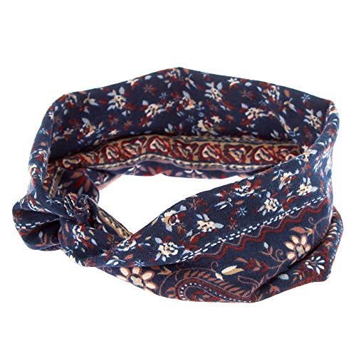 Claire's Boho Floral Twisted Headwrap - Navy