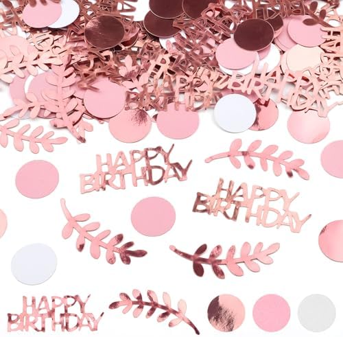 200 Stück Konfetti Geburtstag Tischdeko, Happy Birthday Deko (Roségold Konfetti Geburtstag)