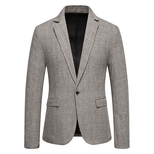 Finelylove Mens Vintage Blazer Jacket Lapel One Button Suit Jacket Classic Tuxedo Business Casual Wedding Sport Coat