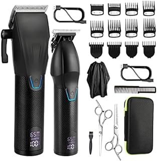Dumite Hair Clippers for Men,Professional Hair Cutting Kit,Cordless Barber Clipper and T-Blade Beard Trimmer Set (Black)
