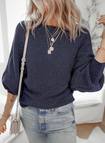 Image of Dokotoo Women's Sweaters Off The Shoulder 2025 Fall Batwing Casual Loose Fashion Sweater Pullovers
