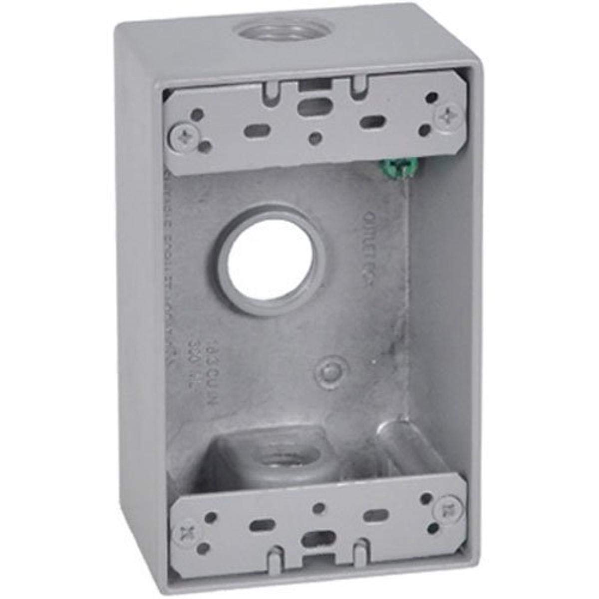 Durable Gray Weatherproof Outlet Box with Versatile Entry
