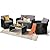 KROFEM 4 Pieces Patio Conversation Set, Outside Rattan Sectional Sofa, Cushioned Furniture Set, Wicker Sofa Ideal for Garden, Porch, Backyard, Black Color Rattan and Light Grey Cushion