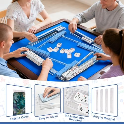 Juego de 4 soportes para fichas de Mahjong con bolsa miniatura 6