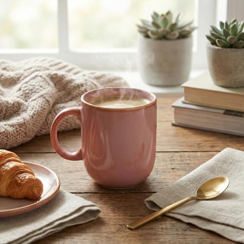 Image of The Earth Store Pink Cylus Coffee Mug - 320ML Ceramic Coffee Mugs Set of 2 | Microwave & Dishwasher Safe Mugs for Gift | Home | Office | Restaurant | Daily Use Tea Mug