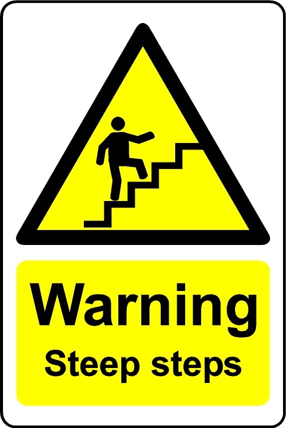 Warning steep Steps Safety Sign - 1mm Plastic Sign (400mm x 300mm)