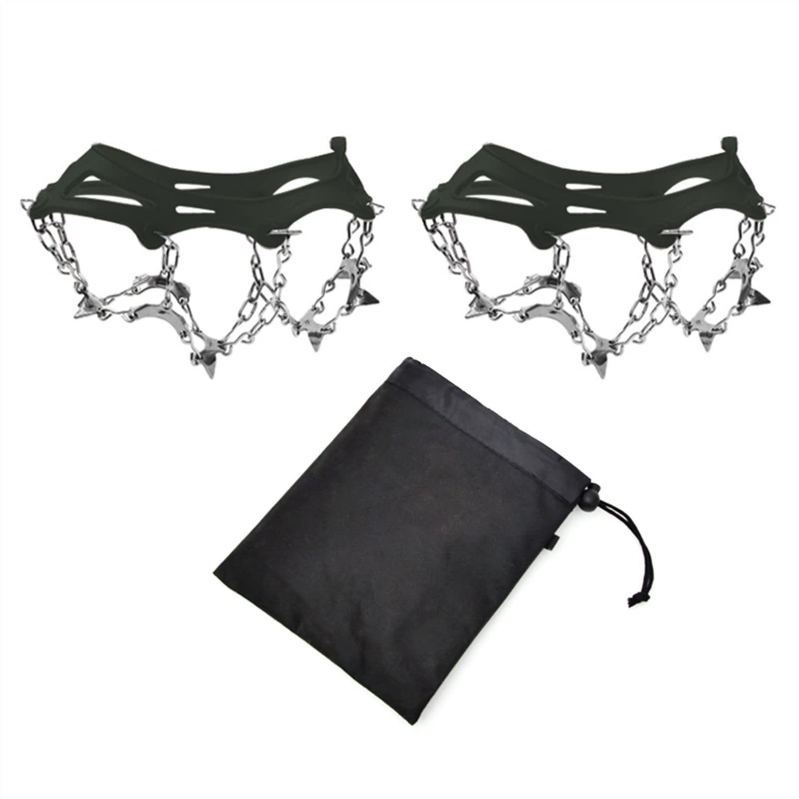 Crampones 1 par 13 Dientes Antideslizante trepar crampones Hielo Nieve Pinzas Picos escapatos al Aire Libre Senderismo Zapato Arranque empuñaduras Cadena Spike (Color : M Black)
