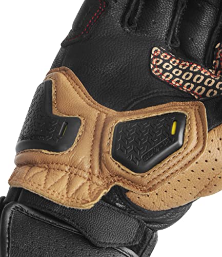 Image of Rynox Storm Evo 3 Gloves - CE Certified Full Gauntlet Motorcycle Riding Leather Gloves | Impact Protection | Scaphoid Protection | Abrasion Resistance - Sand Brown Black | Medium