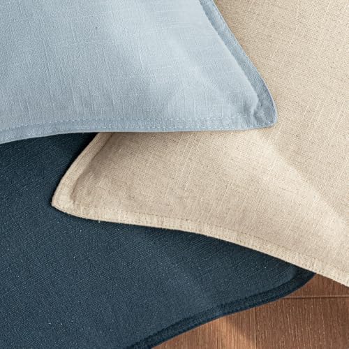 Image of 18x18 Inch Set of 2 Decorative Linen Solid Throw Pillow Covers Boho Accent Farmhouse Couch Pillowcases Modern Netural Home Decor for Couch Sofa Living Room Bed,Light Blue
