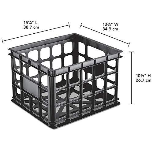 Sterilite 16929006 Storage Crate, Black, 6-Pack #TOP1
